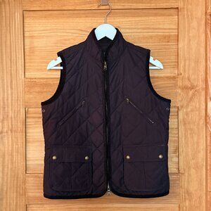 Lauren Ralph Lauren Chocolate Brown Quilted Corduroy Trim Zippered Vest size S